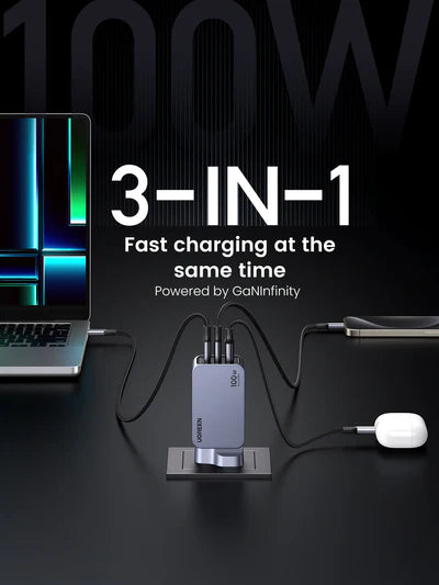 Ugreen Nexode Pro 100W 3-Port GaN Mini Fast Charger - Black xprs 0