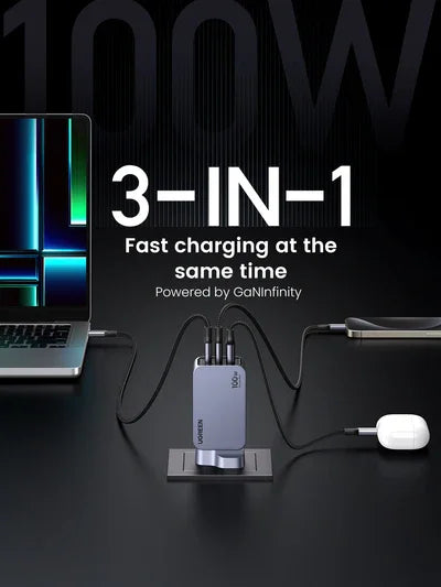 Ugreen Nexode Pro 100W 3-Port GaN Mini Fast Charger - Black xprs 0