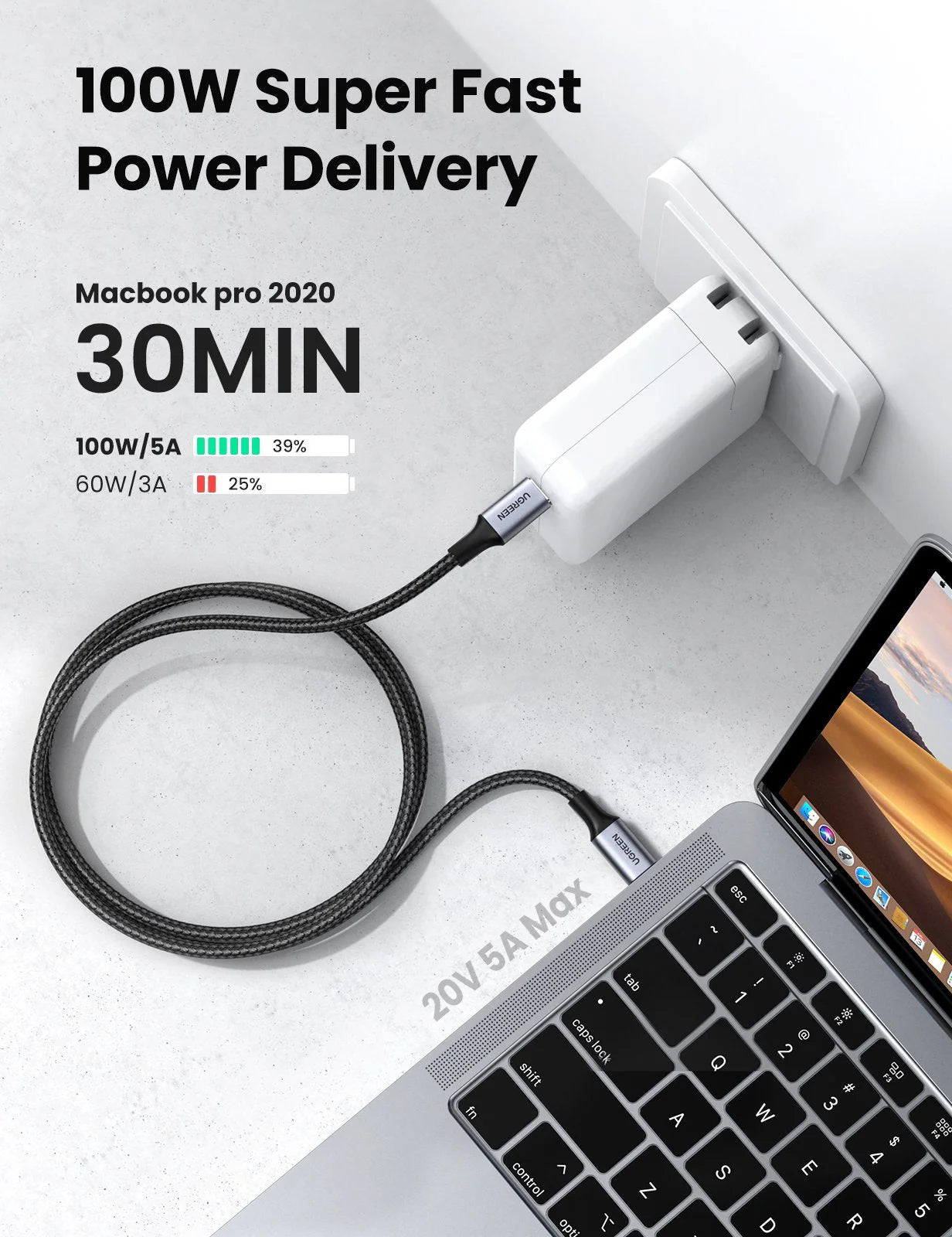 Ugreen USB-C Cable Aluminum Case with Braided 1M - Black xprs 1
