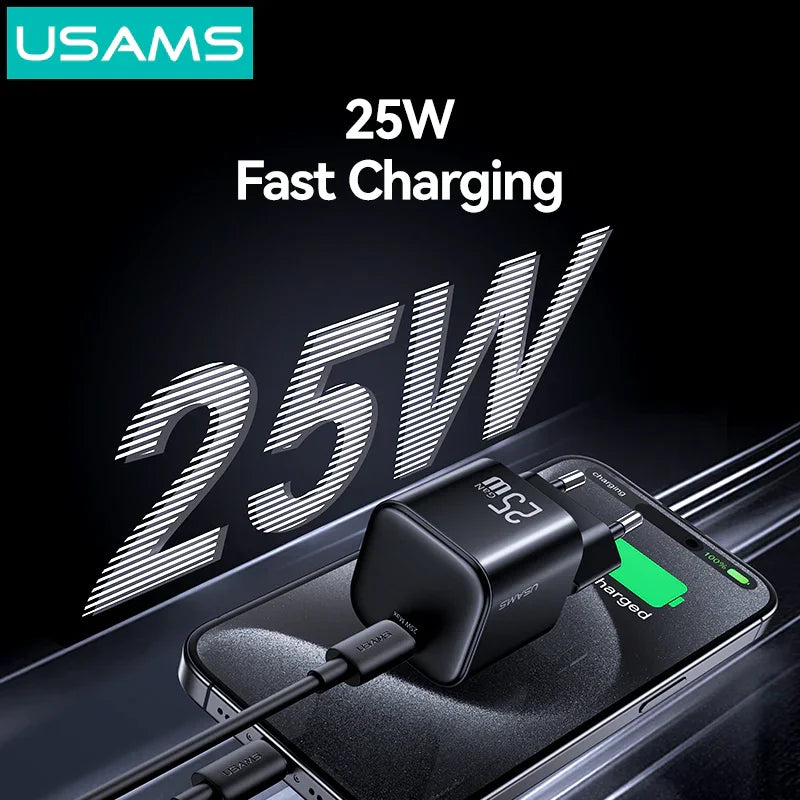 Usams 25W GaN Mini Fast Charger - Black xprs 1