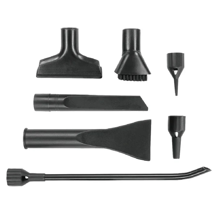 Complete breakdown view of the specialized auto tools included with the Black/Red Bissell 2026K MultiClean 23L from XPRS.