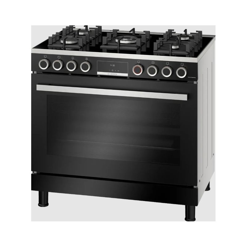 Bosch Series 6 Cooker 90 * 60 cm 5 Burners Cast Iron Digital Screen Full Safety - HJY5G7V61S