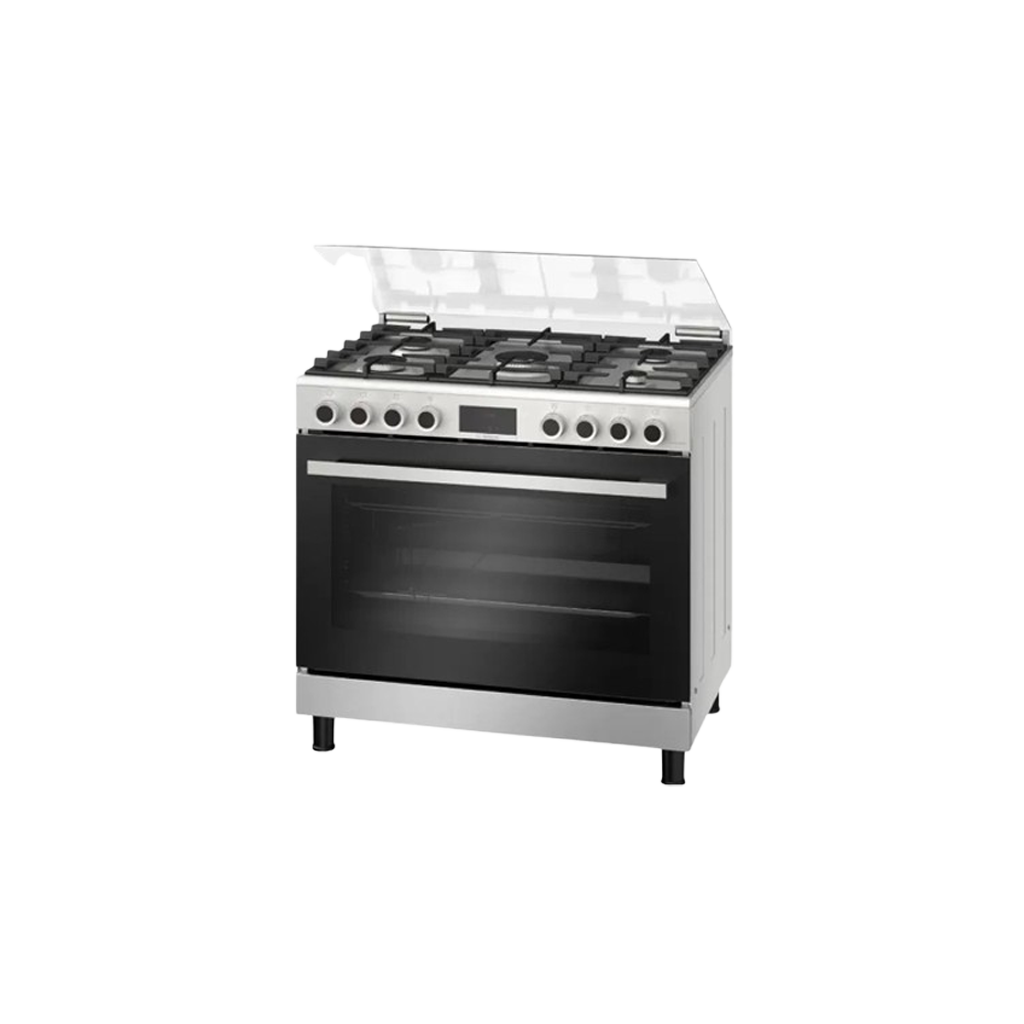 Bosch Series 6 Cooker 90 * 60 cm 5 Burners Cast Iron Stainless Steel - HGP3I8W50S