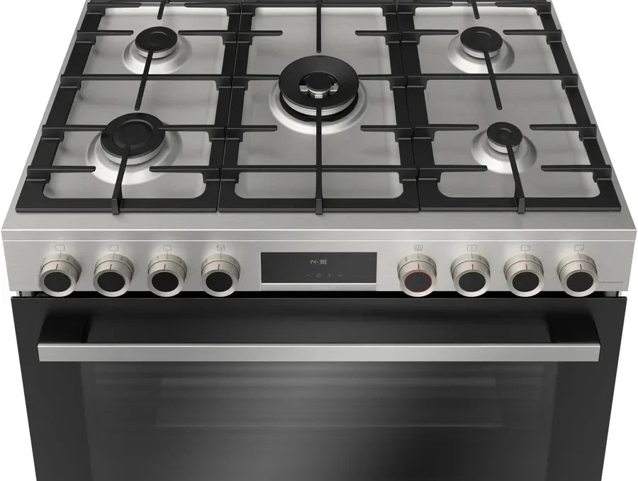 Bosch Series 8, Gas cooker, 5 Burners, 90 cm, Stainless steel – HIZ5G7W51S