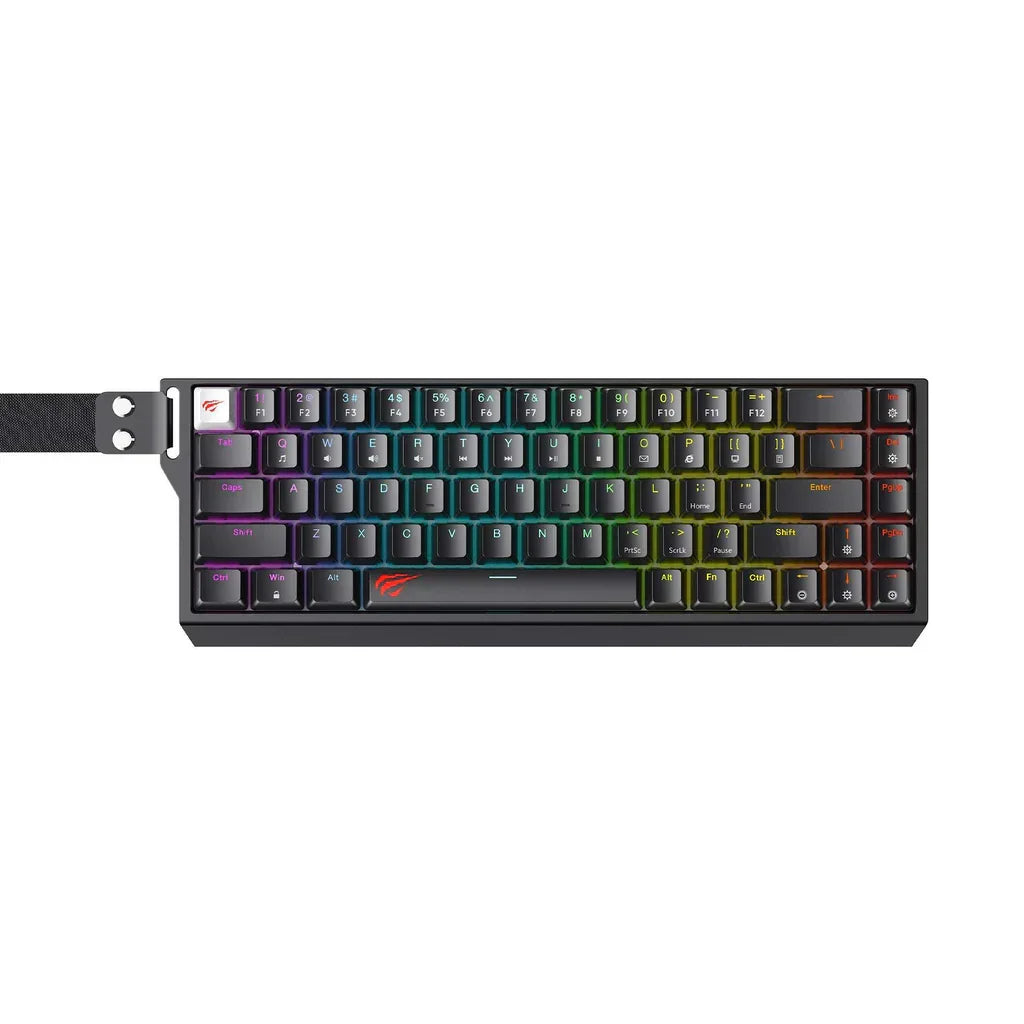 RGB gaming keyboard with vibrant backlighting and compact design for gamers and tech enthusiasts