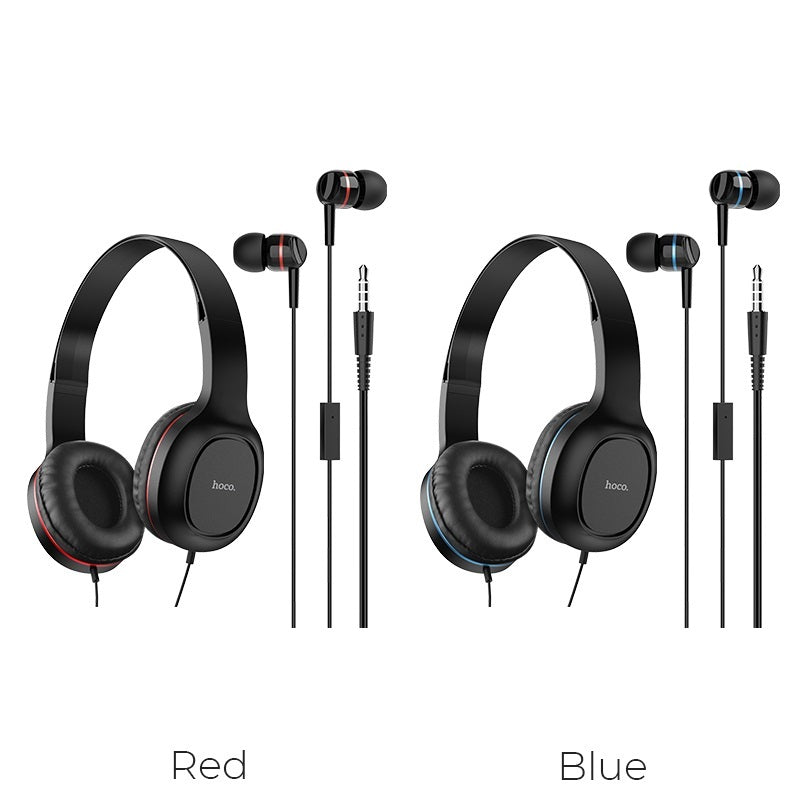 hoco Headphones W24 Enlighten wired with mic set with earphones