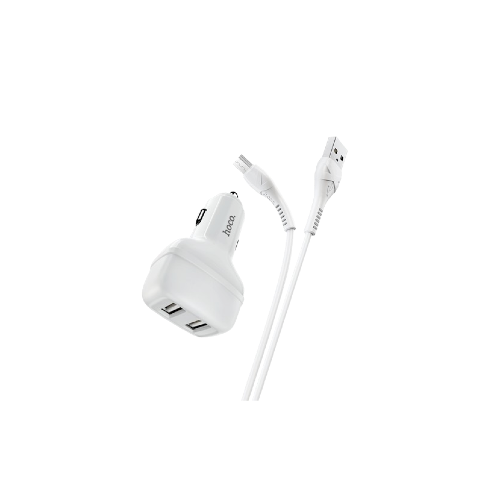 hoco Car charger Z36 Leader dual port set with cable Micro-usb - White