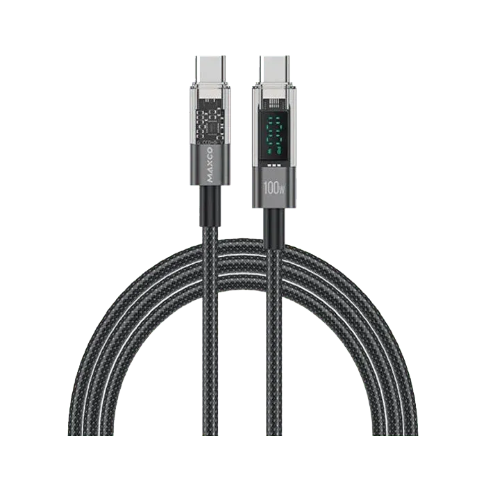 Maxco MS03CC Braided Cable 100W Type-c to Type-c with Digital Display 200CM - Black - XPRS