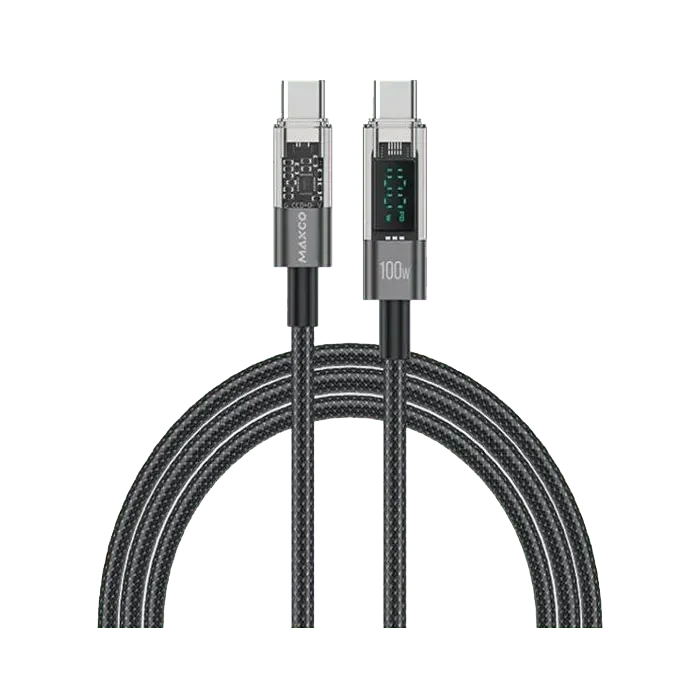 Maxco MS03CC Braided Cable 100W Type-c to Type-c with Digital Display 200CM - Black - XPRS
