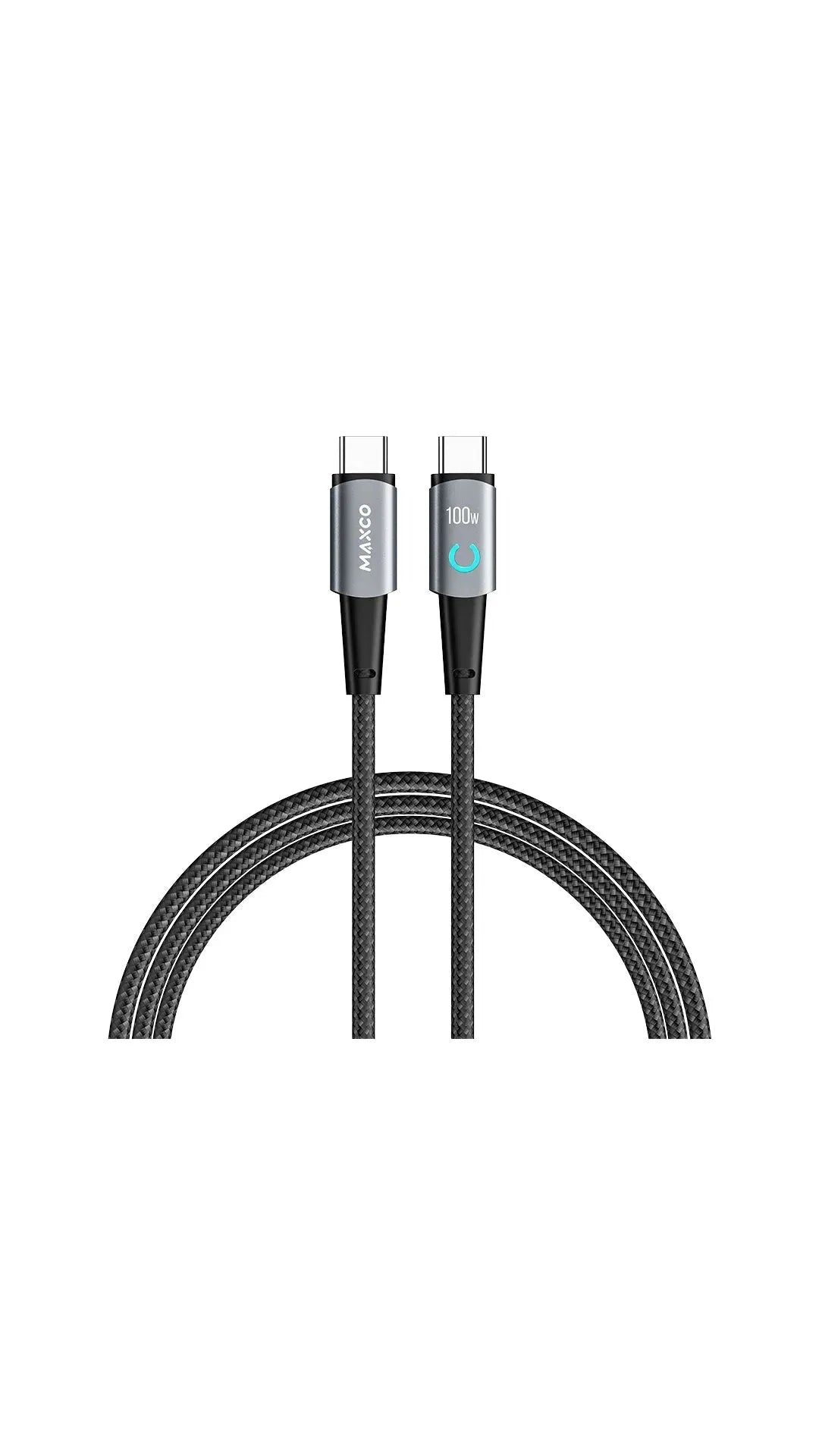 Maxco MS07CC Braided Cable 100W Type-c to Type-c with Light Display 120CM - Black Gray - XPRS