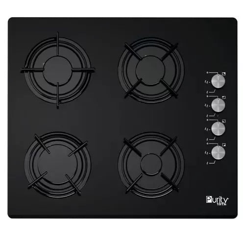 Purity Built-in Gas Hob 4 Burners Cast Iron 60CM - Glass Black - PT601GLBL - XPRS