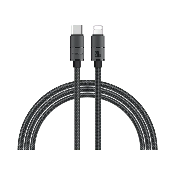 Recci RS08CL WARRIOR Type-C to Lightning Cable PD 20W (1.2M) - Black - XPRS