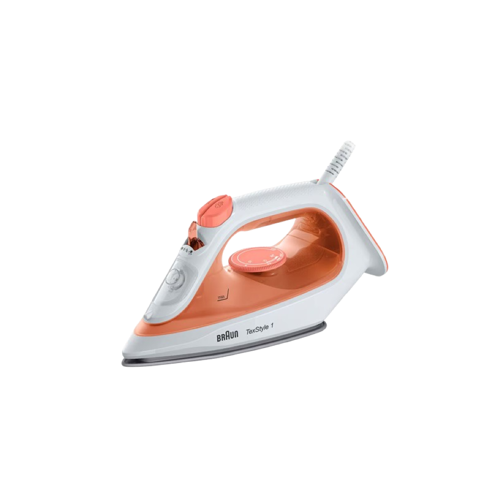 Braun TexStyle 1 Steam Iron, 1900 Watt, Orange White - SI1009OR (Use this promo code "15OFFHA" to get 15% discount)