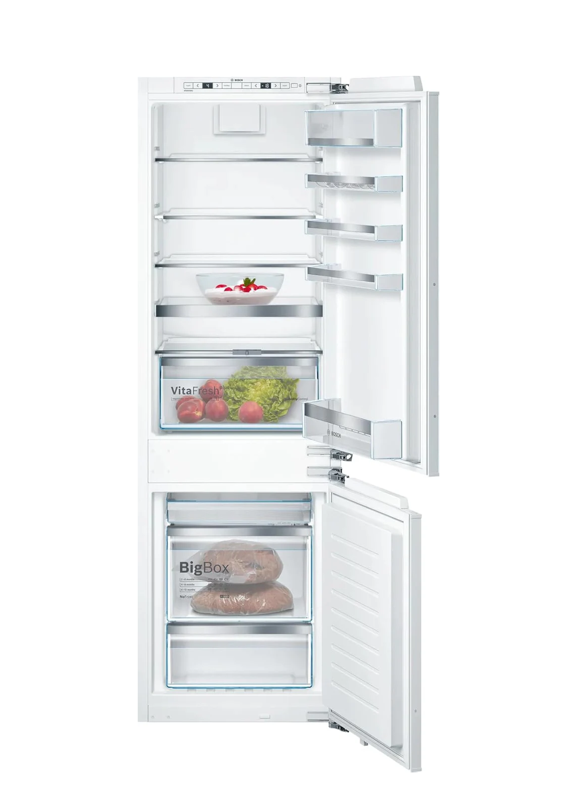 Bosch Series 6 Built-in Combi Digital Refrigerator - White - KIN86AF3M8