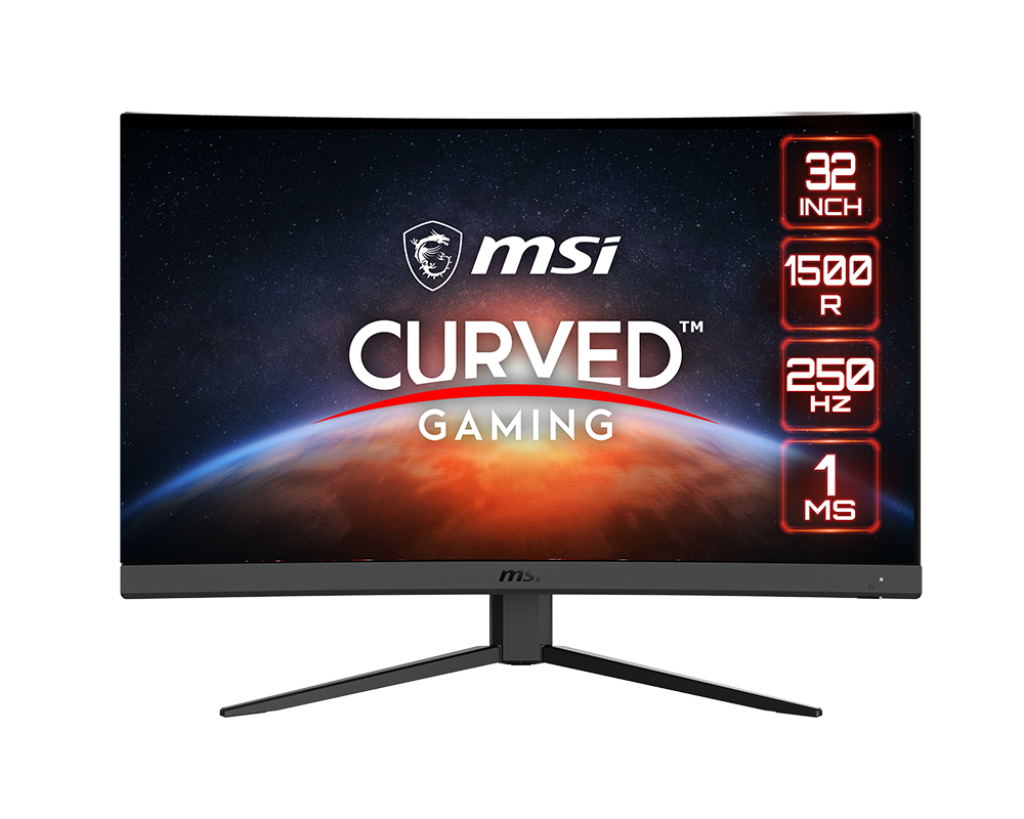 <tc>شاشة ألعاب منحنية MSI G32C4X مقاس 32 بوصة، بدقة 1920 × 1080 (FHD)، ووقت استجابة 1 مللي ثانية، ومعدل تحديث 250 هرتز</tc>