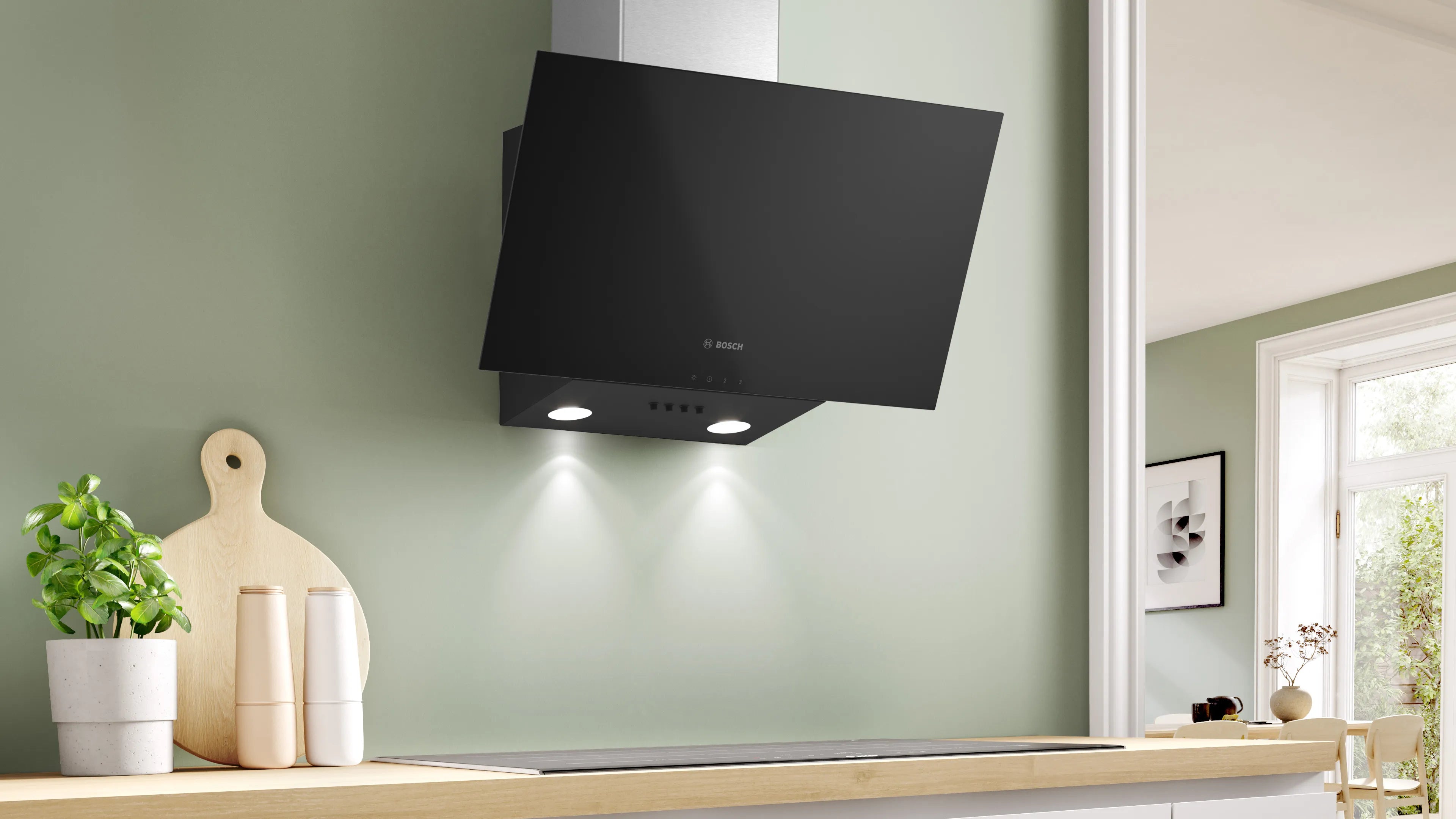 Bosch built-in wall hood 60 cm black glass DWK63PJ61T