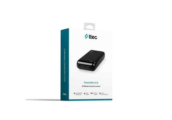 ttec PowerSlim™ Pro PD LCD 20.000mAh Universal Mobile Charger - Black