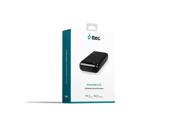 ttec PowerSlim™ LCD 20.000mAh Universal Mobile Charger - Black