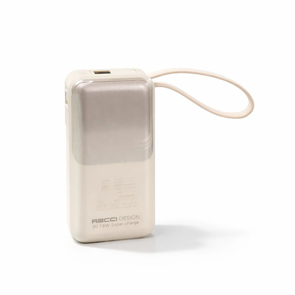 Recci RPB-P60 10000mAh Power Bank Fast Charging with Built-in Cable