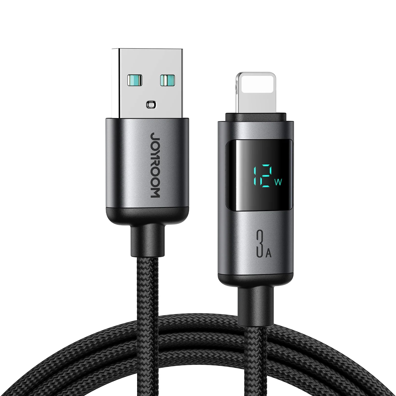 JOYROOM S-A16 Pro Prism Series 3A USB-A - Lightning Cable with Display 1.2m - Black