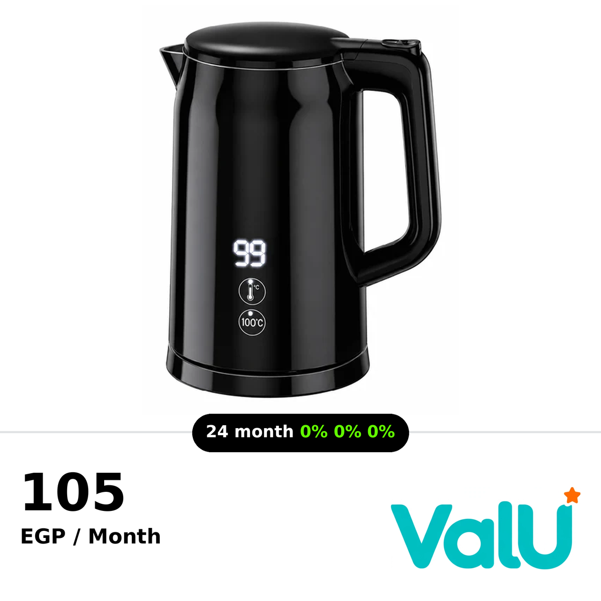 Oraimo SmartKettle Byte 2000W Stainless Steel Electric Kettle - OH-K500 - Black