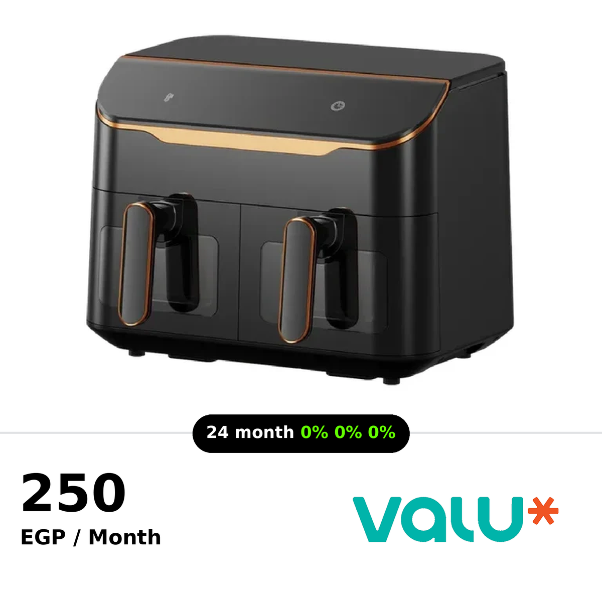Oraimo NutriFry Duo 8L 2800W AirFryer Dual-Cooking For Versatile Meals - OH-AF510N - Black