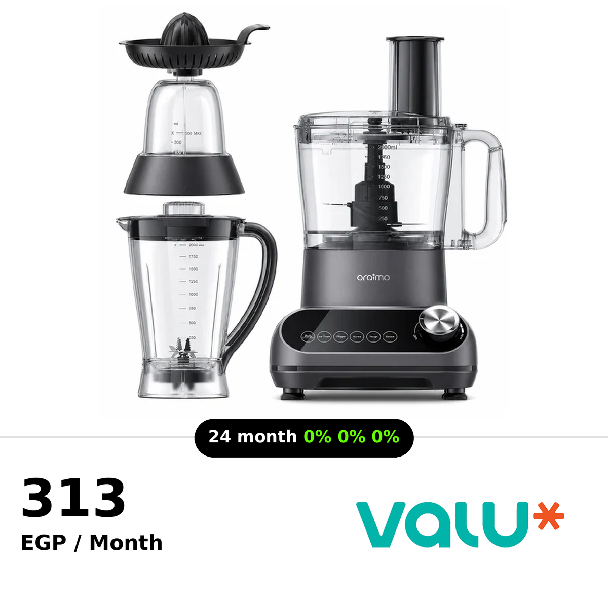 <tc>خلاط Oraimo OmniBlend2 متعدد الوظائف (5 في 1) بسرعة 21000 دورة في الدقيقة - OBL-881A - رمادي</tc>