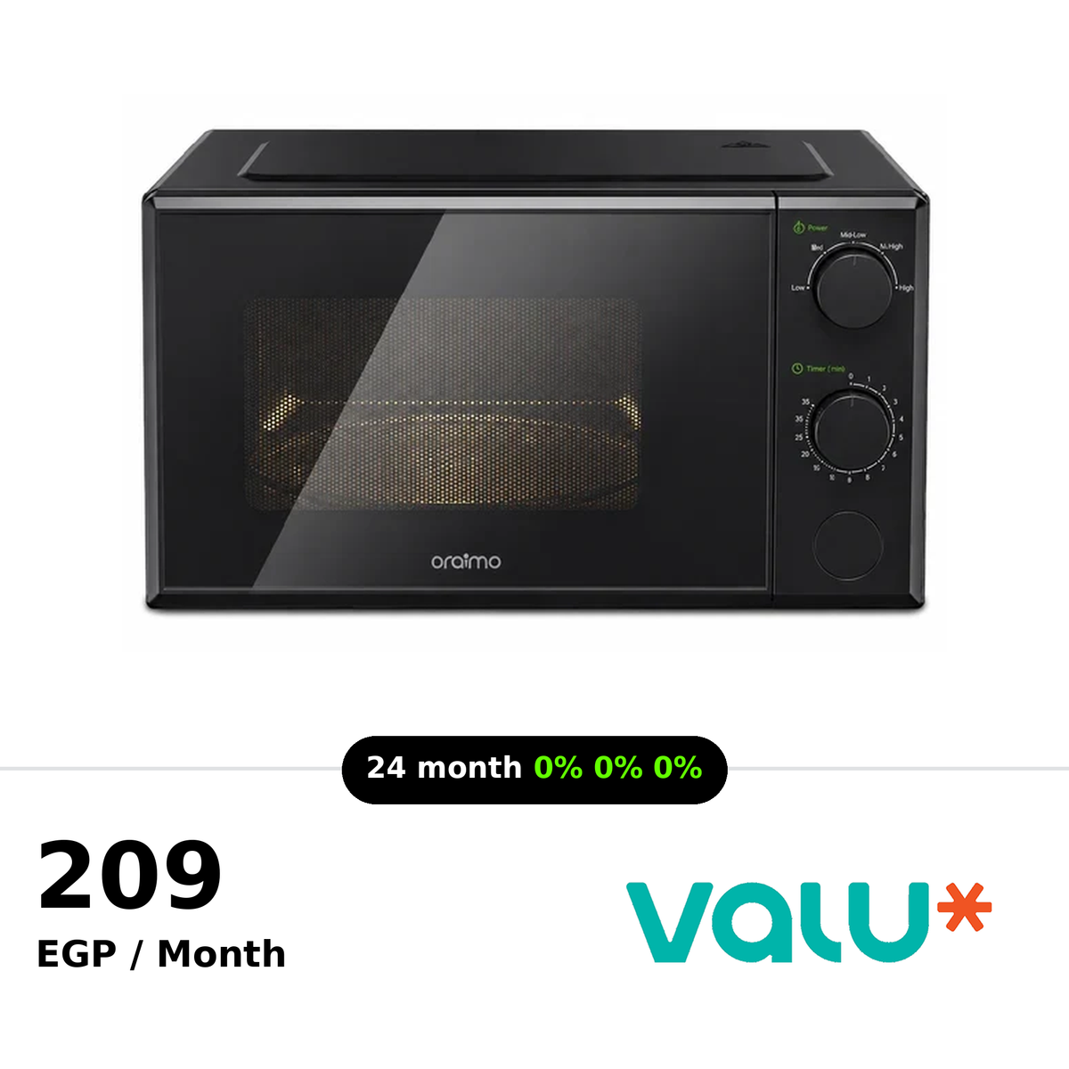 <tc>فرن ميكروويف Oraimo InfiWave Lite سعة 20 لترًا وهادئ التشغيل - OMO-221A - أسود</tc>