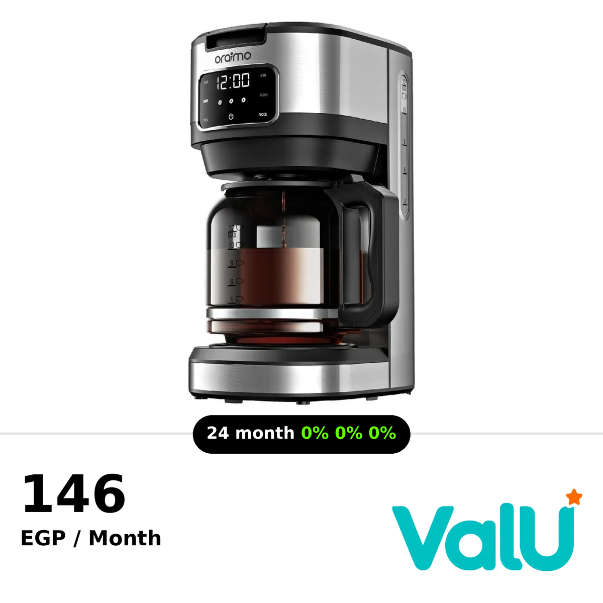 <tc>ماكينة تحضير القهوة Oraimo BrewDrip بقوة 900 واط – تحكّم مخصص في النكهة والقوة لكوبك – OCF-201A – لون أسود</tc>