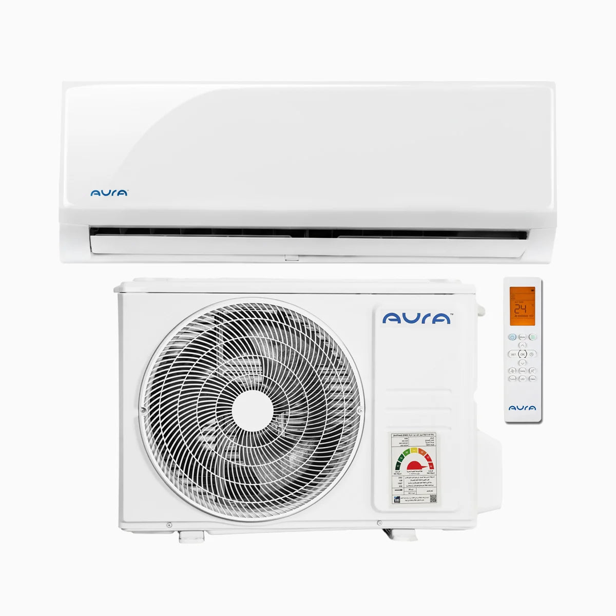 Aura 2.25HP Digital Split Air Conditioner With Inverter Technology Cooling & Heating - White - AGE-18HP-DN