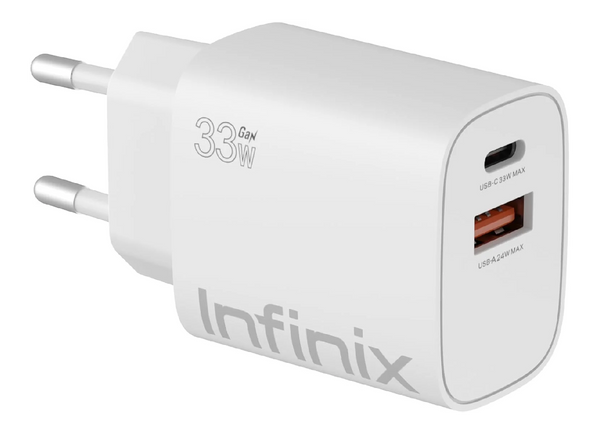 Infinix Wall Charger 33W Tow ports - White | XC33EU