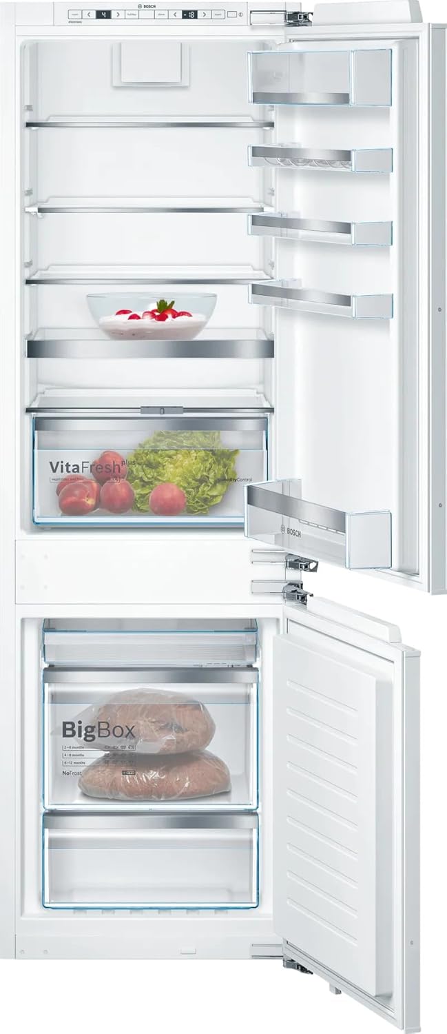 Bosch Series 6 Built-in Combi Digital Refrigerator - White - KIN86AF3M8