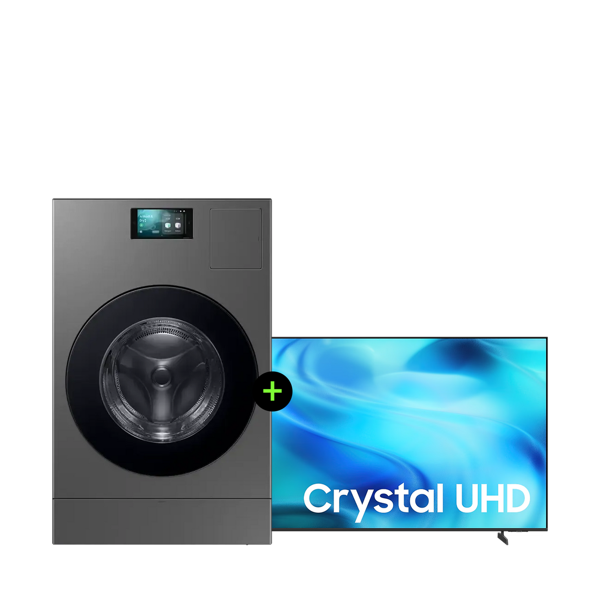 Samsung Washer Dryer Bespoke AI Laundry Combo™ - 25KG Wash /15KG Dryer - Grey - WD25DB8995BZ/AS + Samsung 65" Crystal UHD U8000H 4K Smart TV Built-in Receiver - 65U8000H ( Gift )