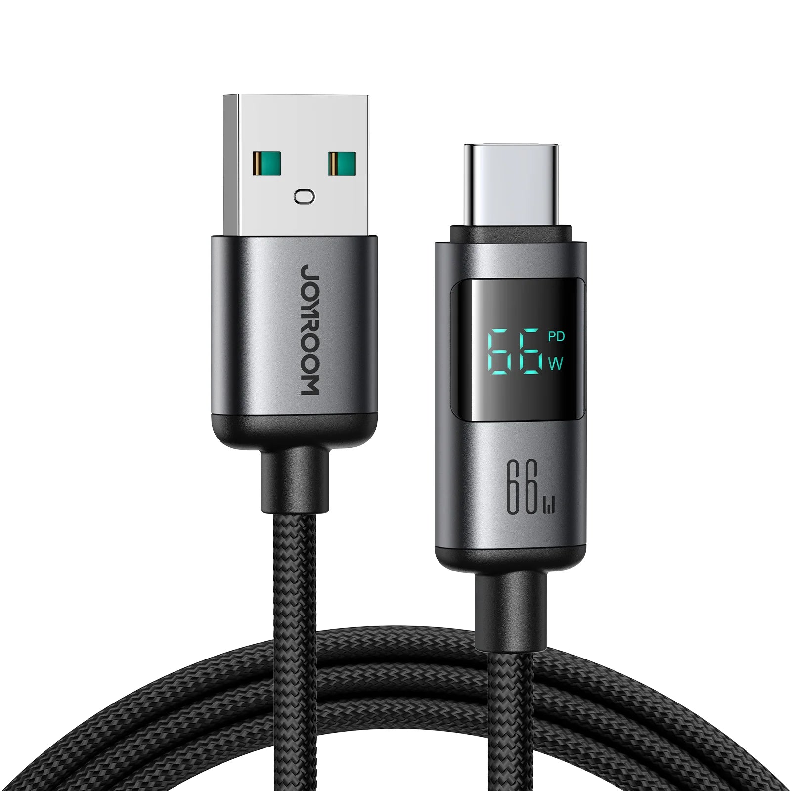 JOYROOM S-A16 Pro Prism Series 66W USB-A - USB-C Cable with Display 1.2m - Black