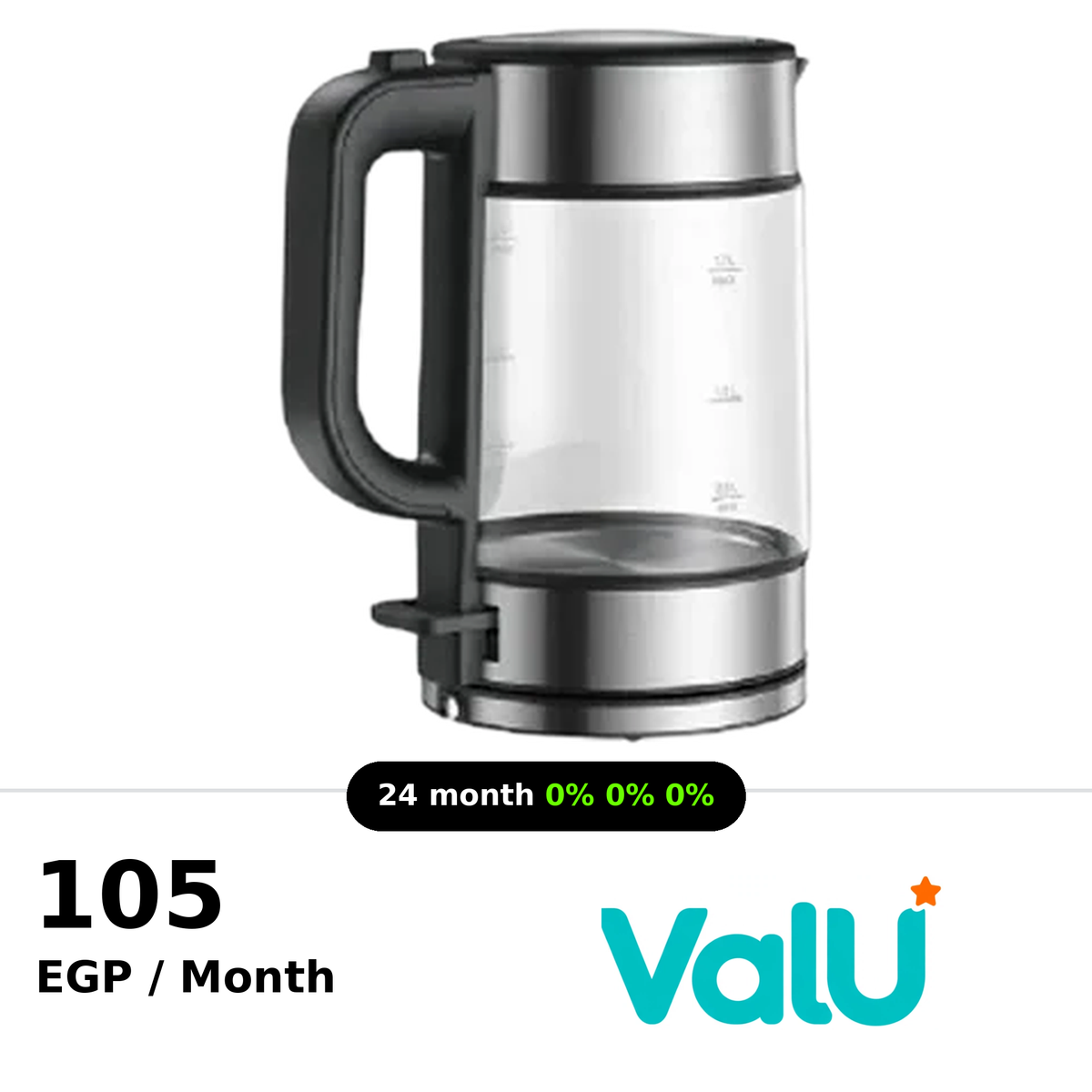 Xiaomi Electric Glass Kettle 1.7L, 2200W Power LED Light Display - Silver
