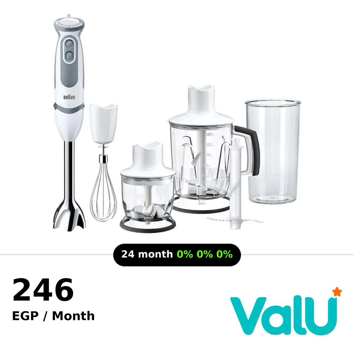 Braun MultiQuick 5 Vario Hand Blender, 1000 Watt, White/Grey – MQ5245
