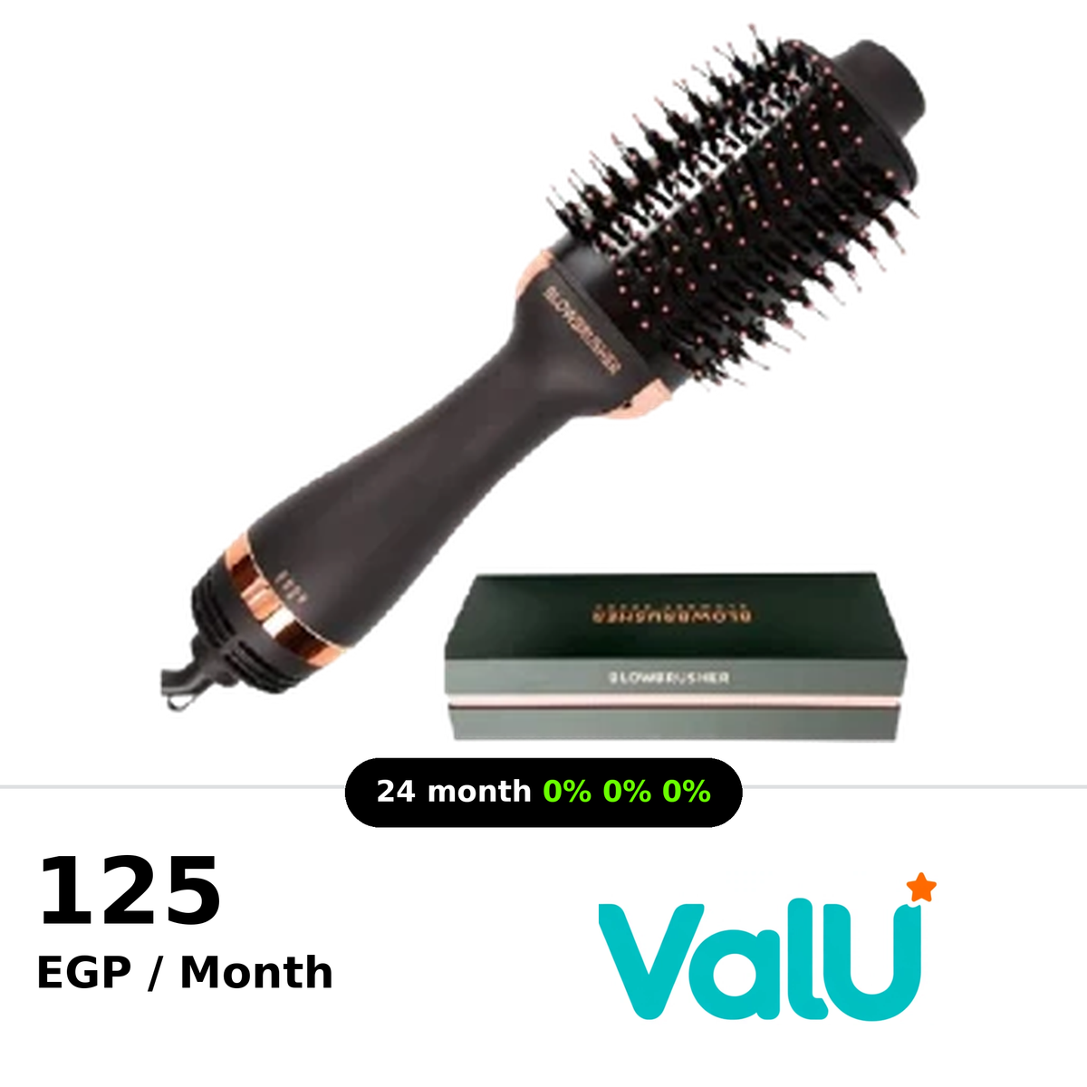 BLOWBRUSHER 3‑in‑1 Hair Styling Brush | Black/RoseGold