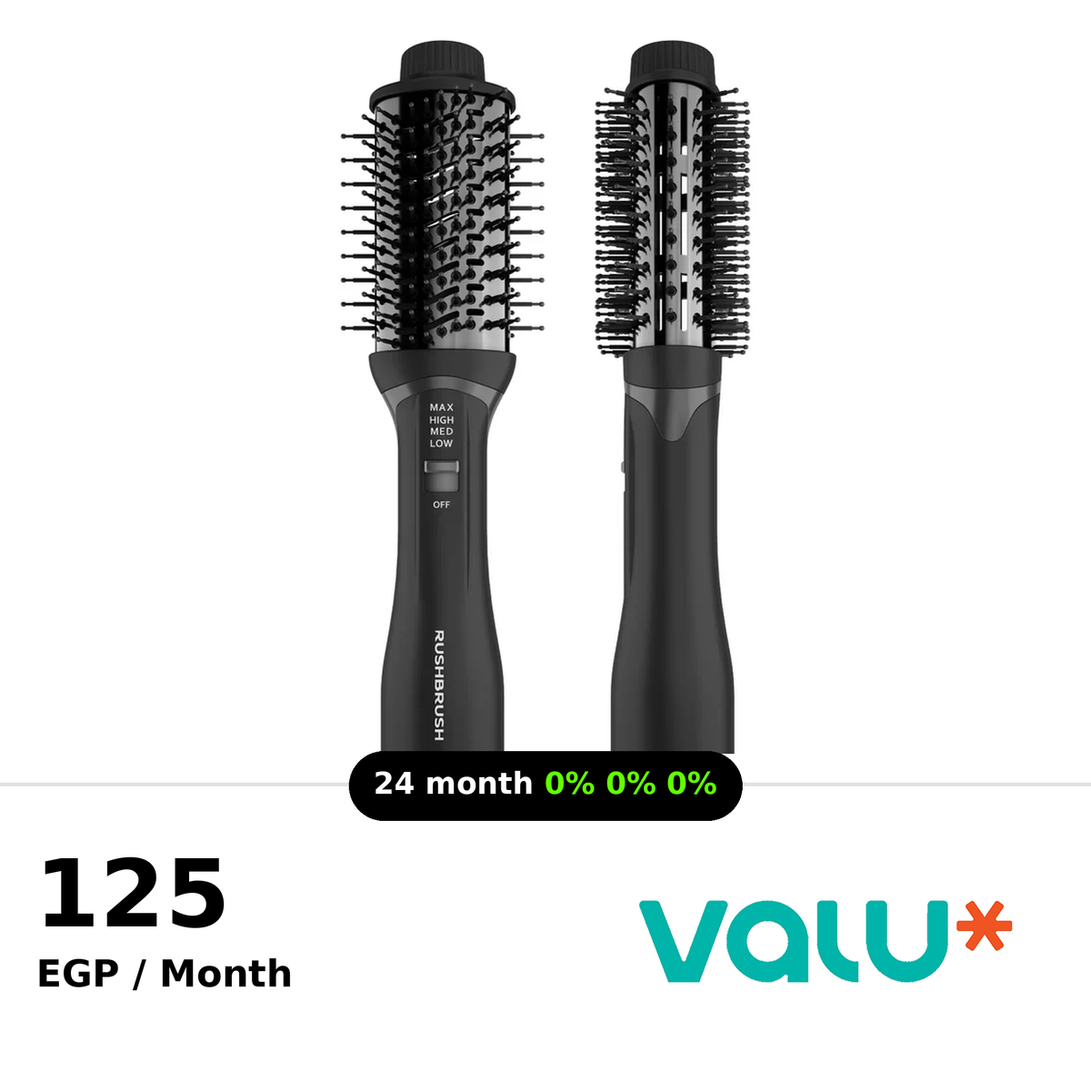 Rush Brush V2 Lite Hair Straightener, 1200 Watt - Black