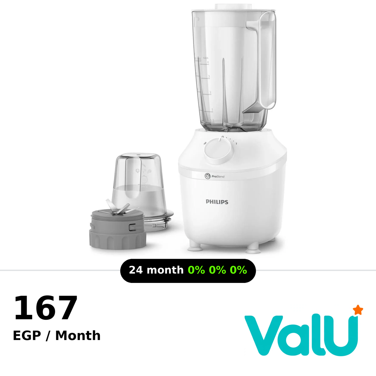 Philips 3000 Series Countertop Blender, 1 Liter, 450 Watt, White - HR2041/16