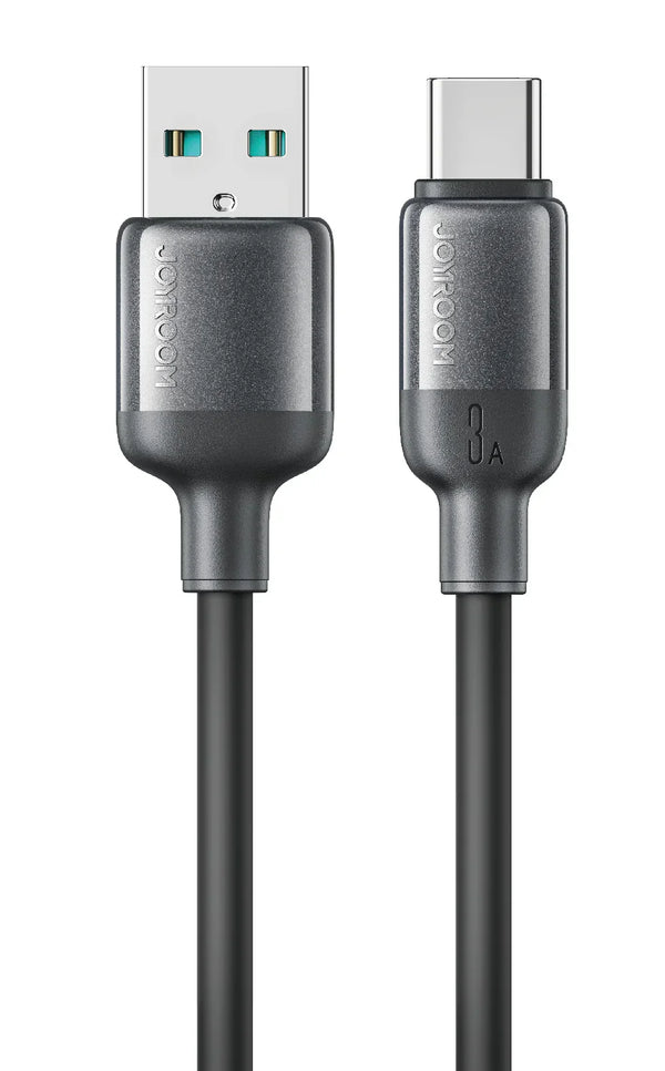 <tc>كابل JOYROOM S-A62 بطول 1.2 متر، من USB-A إلى USB-C، يدعم الشحن السريع بقوة 3 أمبير، مصنوع من السيليكون السائل، مخصص لنقل البيانات وشحن الهواتف وأجهزة الكمبيوتر المحمولة - أسود</tc>