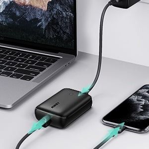 AUKEY Mini Wired Power Bank, 10000 mAh, 1 Port, USB-C, Black - PB-N83S-BK