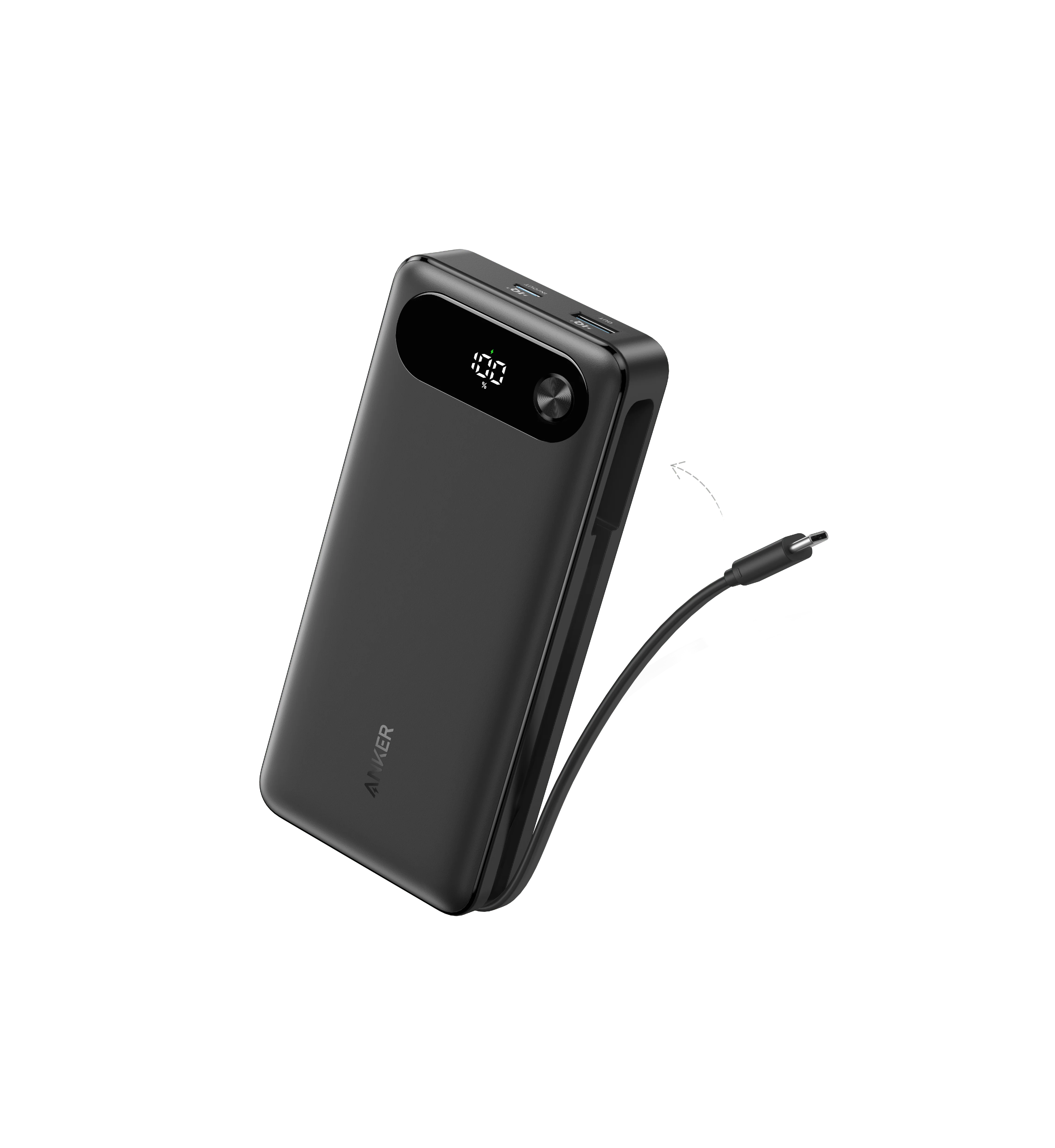 Anker Power Bank 20,000mAH - 87W, Built-In USB-C Cable, Black, A1383H11