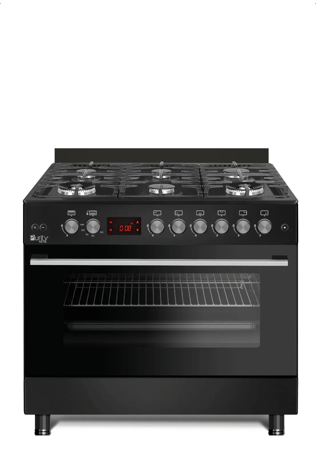 Purity Free Standing Gas Cooker 90CM 5 Burners -Black - FRGG9060 B