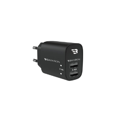 Baykron 12W Wall Charger with Dual 2.4A USB Ports - Black