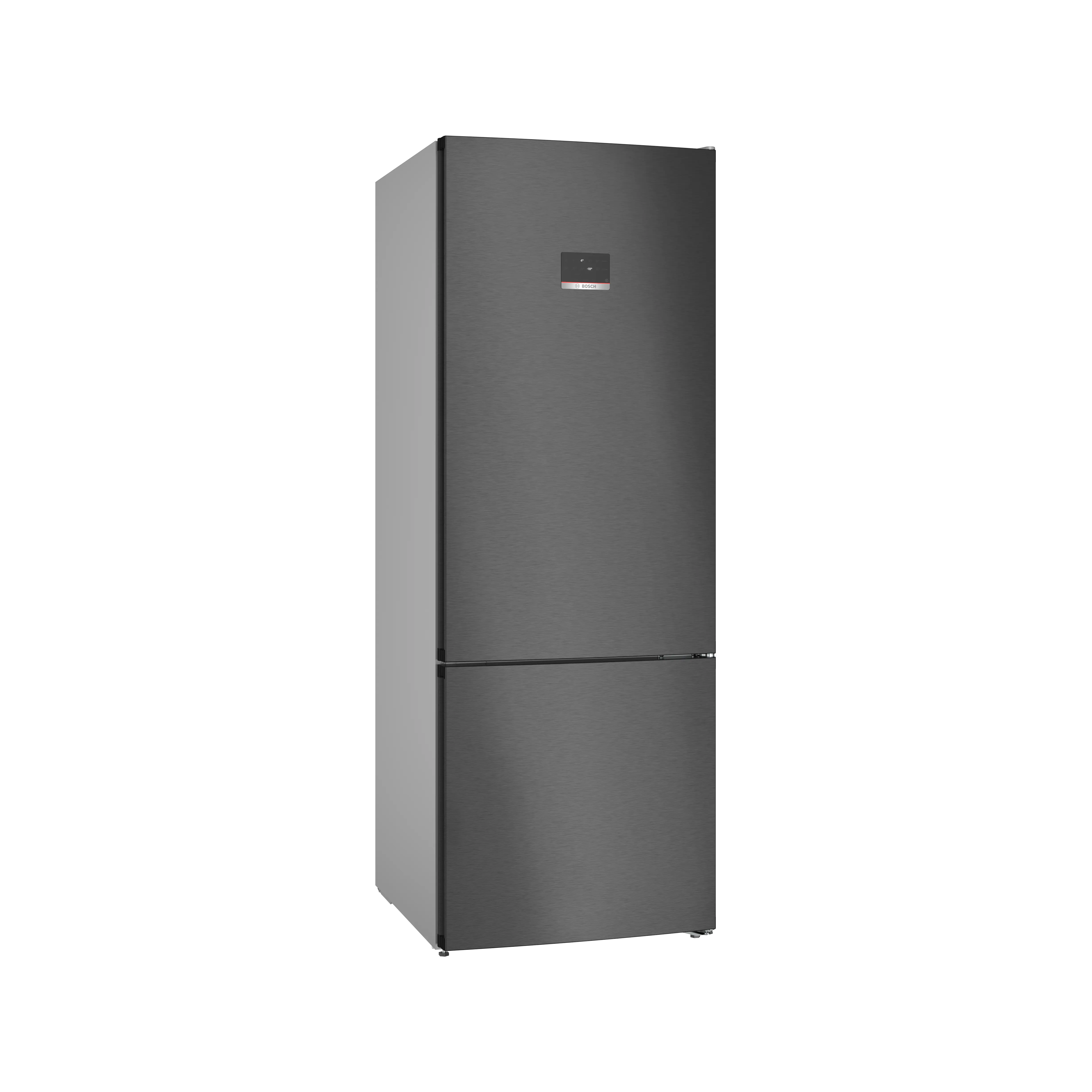 Bosch Series 4 Free-Freedzer Freezer مع الفريزر في أسفل 193 × 70 سم من الفولاذ المقاوم للصدأ الأسود-السعة الصافية 505 لتر ، KGN56CX30U (التحكم في اللمس)