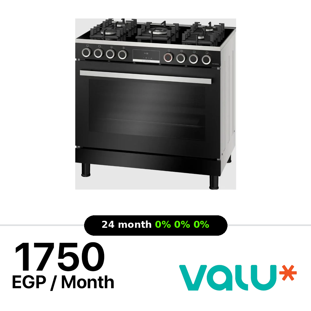 Bosch Series 6 Cooker 90 * 60 cm 5 Burners Cast Iron Digital Screen Full Safety - HJY5G7V61S