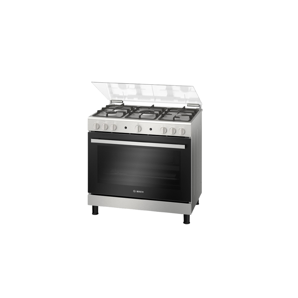 Bosch Gas Cooker 5 Burners, 90 * 60 cm, Enamel Stainless Steel (HGV1F8Y50S)