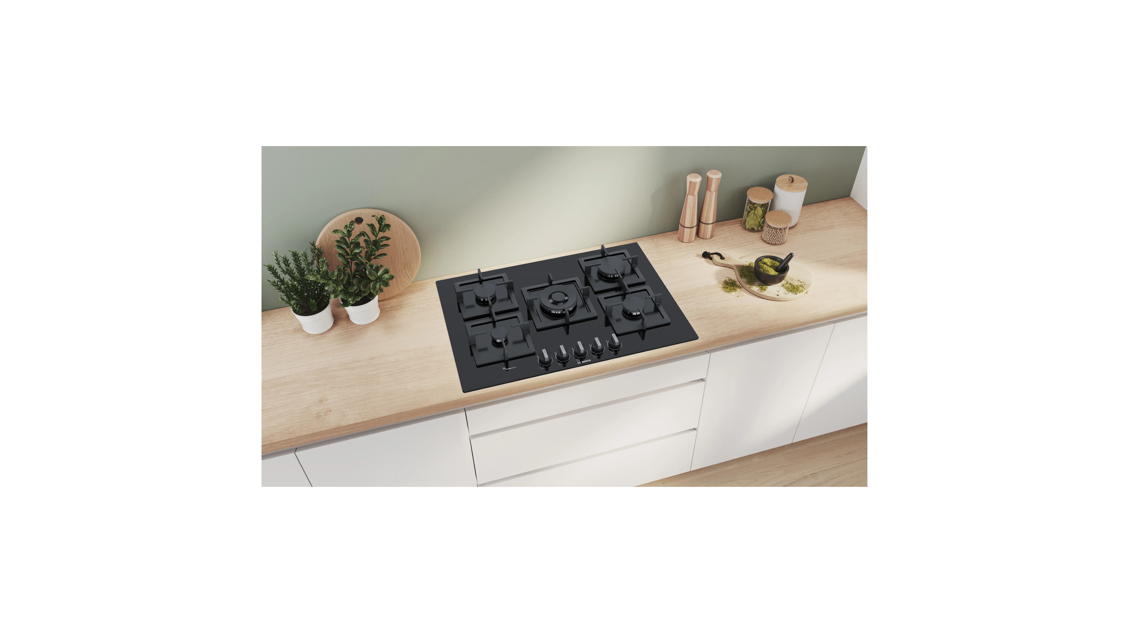 Bosch Gas Hob 5 Burners 75 cm Hard Glass Black PPQ7A6B20 xprs 1