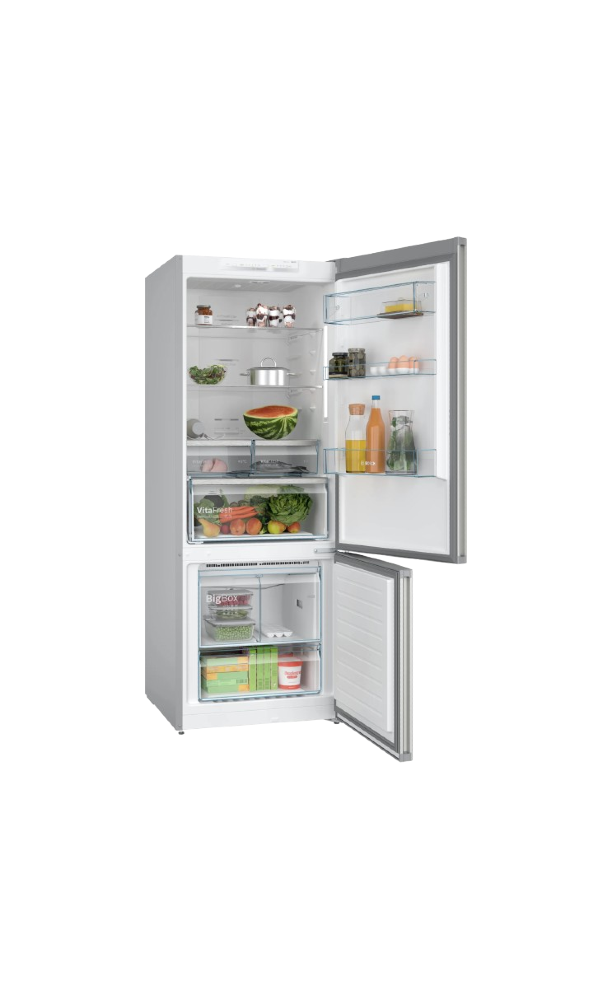 Bosch, Series 4, free-standing fridge-freezer with freezer at bottom, 483 litres, 186 x 70cm, Brushed steel anti-fingerprint, KGN55VI2E9 xprs 