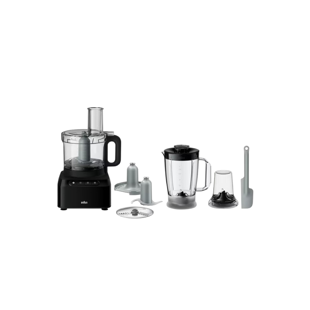 Braun PureEase Food Processor, 800 Watt, 2.1 Liter, Black - FP 3132 BK